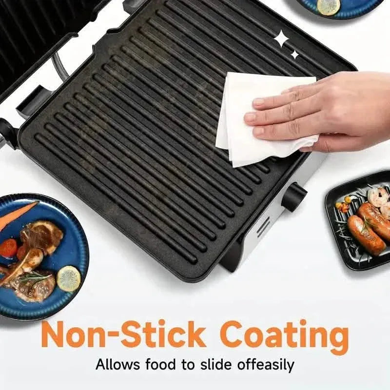 3-in-1 Electric Indoor Non-Stick Grill & Panini Press Sandwich Maker with Adjustable Temperature Control and Grease Tray - A-1 Thread Vault