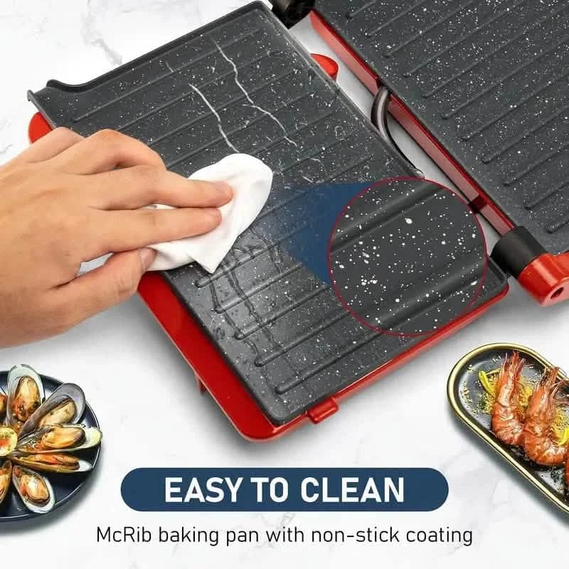 3-in-1 Electric Indoor Non-Stick Grill & Panini Press Sandwich Maker with Adjustable Temperature Control and Grease Tray - A-1 Thread Vault