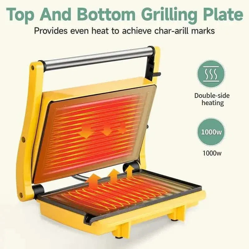 3-in-1 Electric Indoor Non-Stick Grill & Panini Press Sandwich Maker with Adjustable Temperature Control and Grease Tray - A-1 Thread Vault