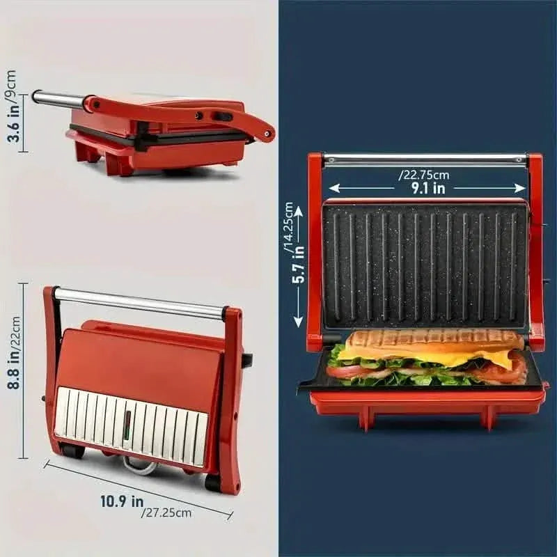3-in-1 Electric Indoor Non-Stick Grill & Panini Press Sandwich Maker with Adjustable Temperature Control and Grease Tray - A-1 Thread Vault
