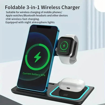 3-in-1 Folding Fast Wireless Charger Station - A-1 Thread Vault