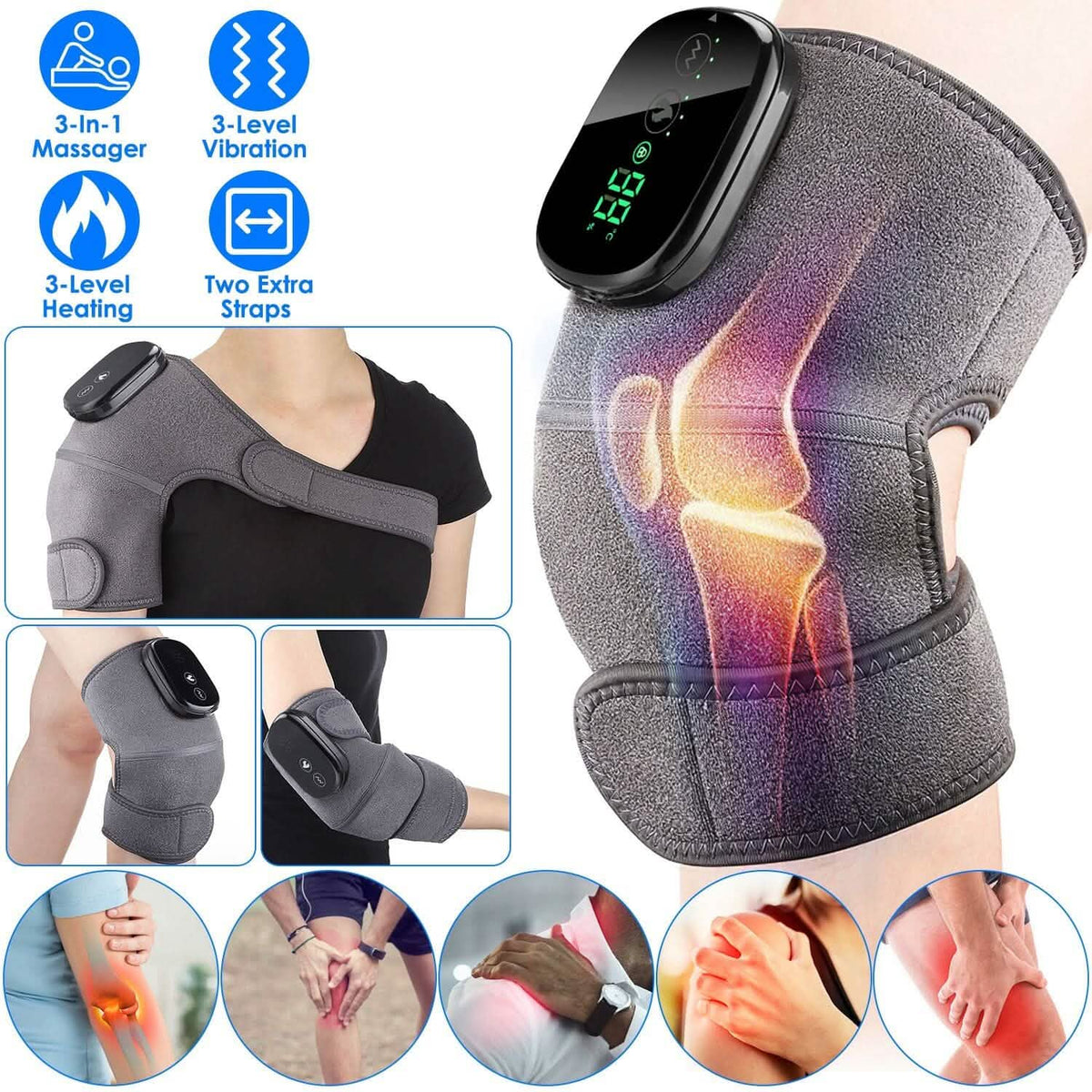 3-in-1 Heated Pads Massager with 3 Level Vibration - A-1 Thread Vault