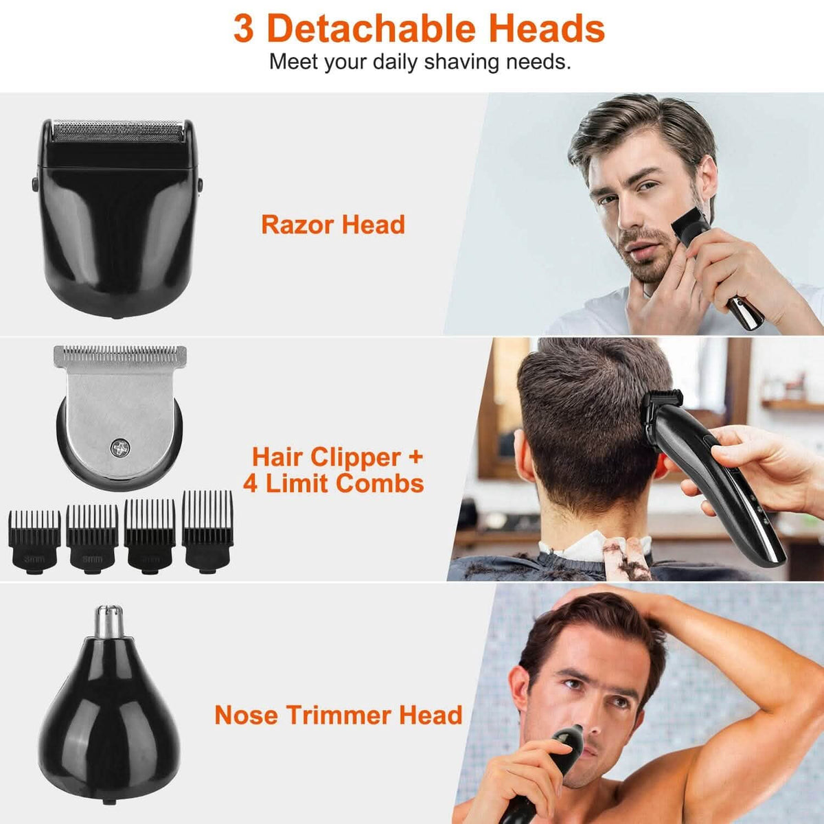 3-in-1 Rechargeable Hair Clipper Cordless Hair Trimmer Shaver - A-1 Thread Vault