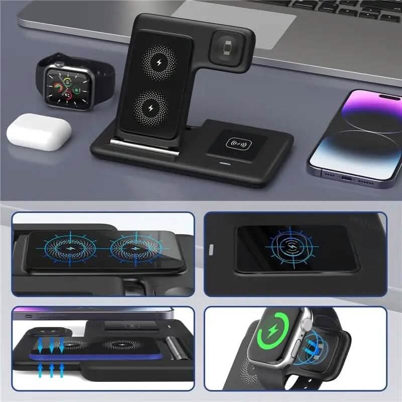 3-in-1 Wireless Charger Qi Fast 15W Charging Stand Pad - A-1 Thread Vault