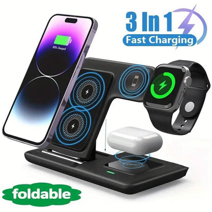 3-in-1 Wireless Charger Qi Fast 15W Charging Stand Pad - A-1 Thread Vault