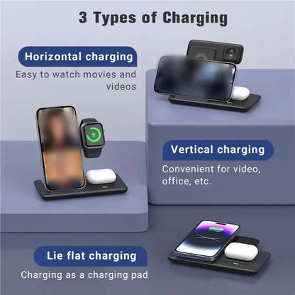 3-in-1 Wireless Charger Qi Fast 15W Charging Stand Pad - A-1 Thread Vault
