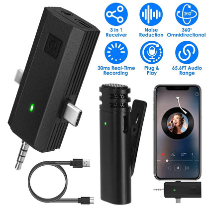 3-in-1 Wireless Clip On Microphone Omnidirectional Noise Reduction Plug - A-1 Thread Vault