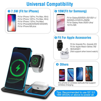 3-in-1 Wireless Fast Charging Station Dock Foldable - A-1 Thread Vault