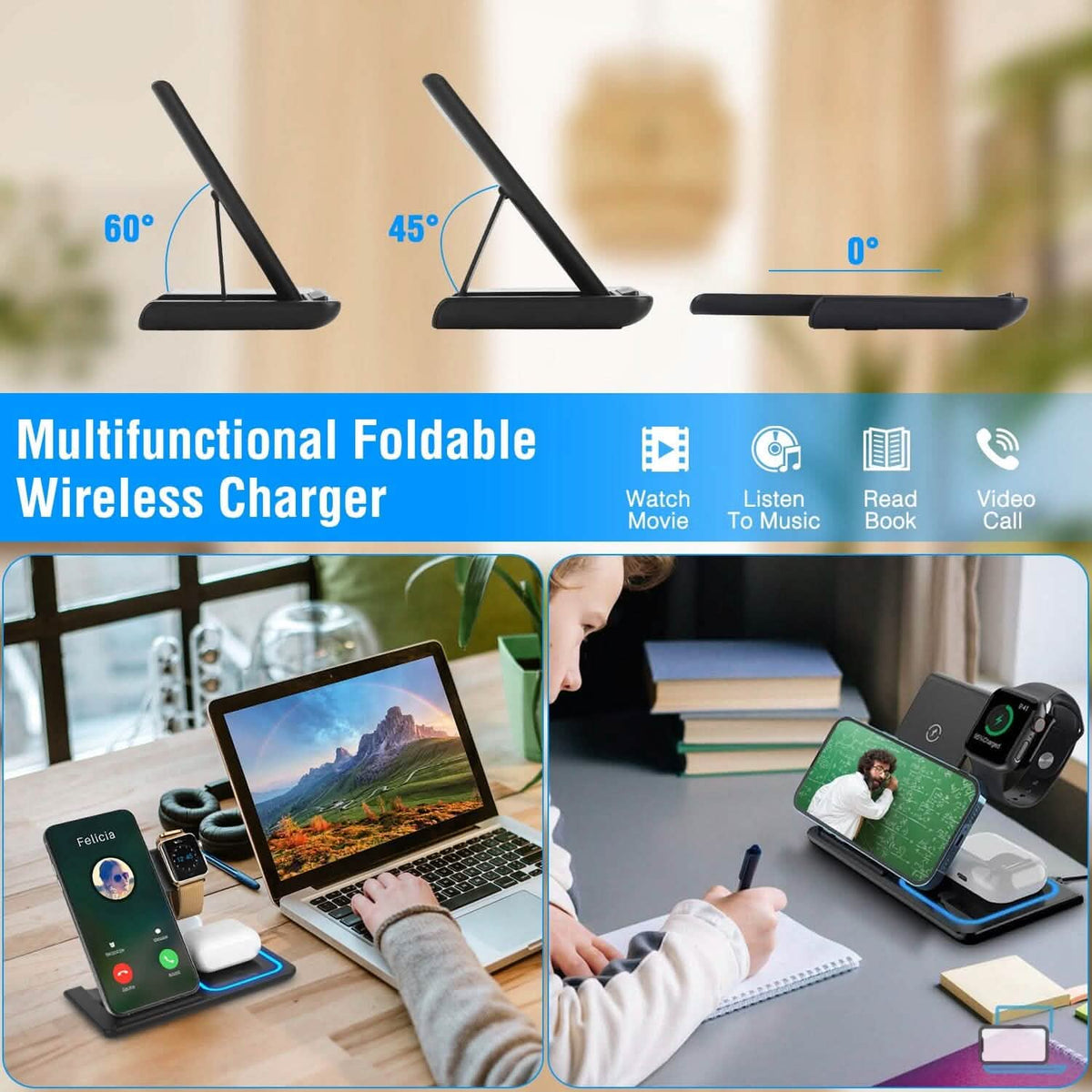 3-in-1 Wireless Fast Charging Station Dock Foldable - A-1 Thread Vault