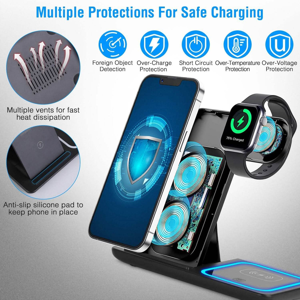 3-in-1 Wireless Fast Charging Station Dock Foldable - A-1 Thread Vault