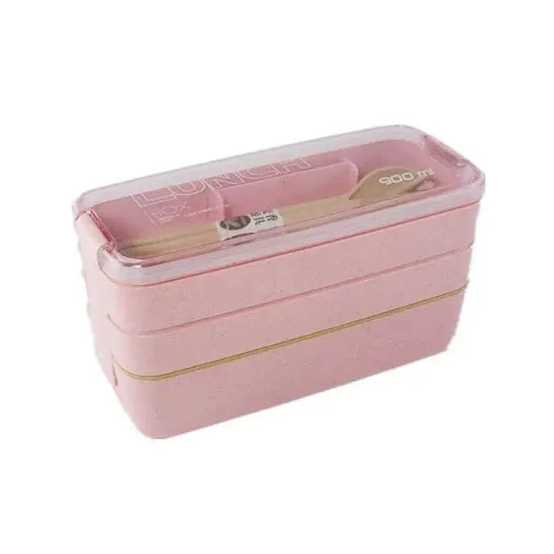 3-Layer Stackable Bento Box Japanese Lunch Box Kit with Spoon & Fork - A-1 Thread Vault