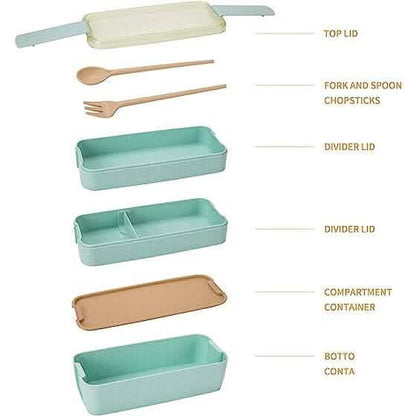 3-Layer Stackable Bento Box Japanese Lunch Box Kit with Spoon & Fork - A-1 Thread Vault