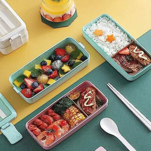 3-Layer Stackable Bento Box Japanese Lunch Box Kit with Spoon & Fork - A-1 Thread Vault