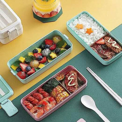 3-Layer Stackable Bento Box Japanese Lunch Box Kit with Spoon & Fork - A-1 Thread Vault