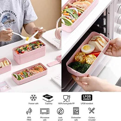 3-Layer Stackable Bento Box Japanese Lunch Box Kit with Spoon & Fork - A-1 Thread Vault