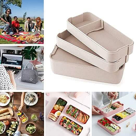 3-Layer Stackable Bento Box Japanese Lunch Box Kit with Spoon & Fork - A-1 Thread Vault