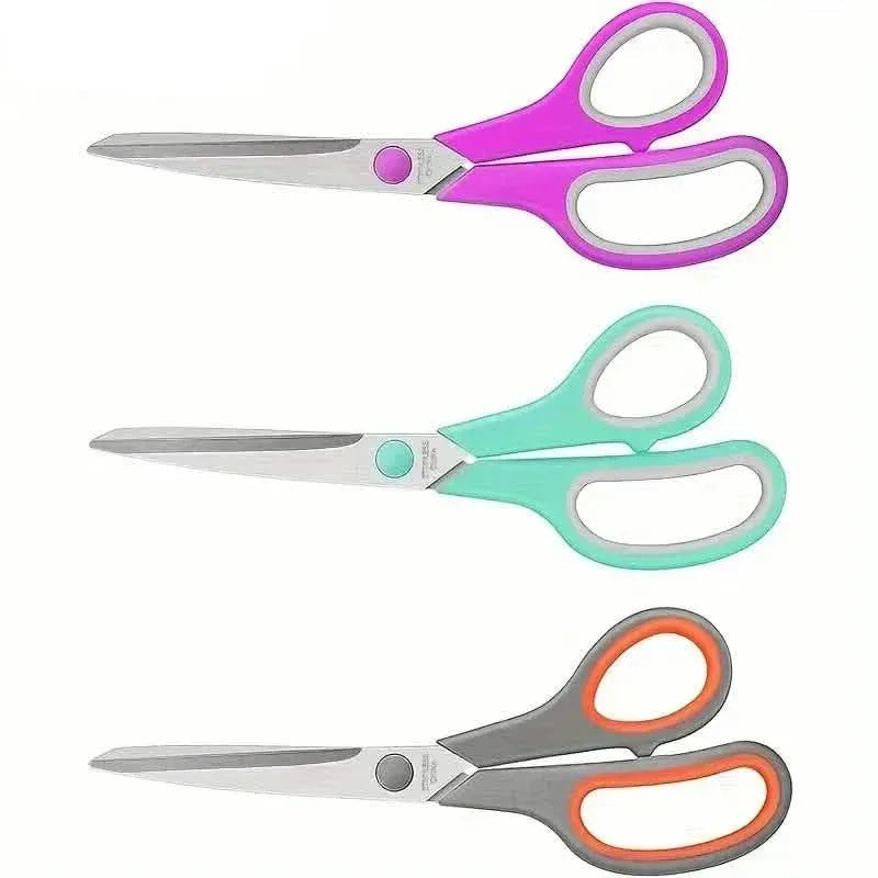 3-Pack: 8-Inch Multi-Purpose Scissors Set, Sharp Stainless Steel with Comfort Grip Handle - A-1 Thread Vault