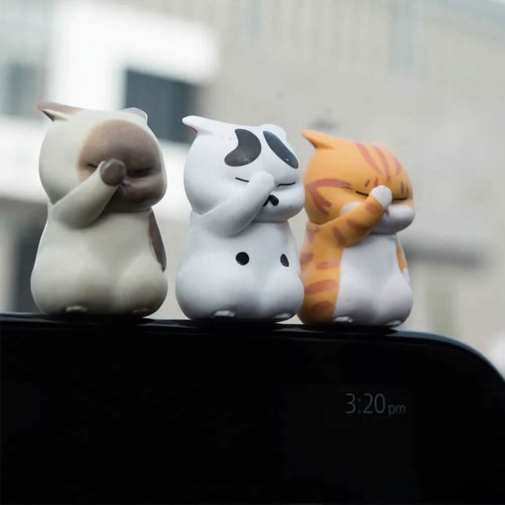 3-Pack: Cute Cat Figurines Miniature Cartoon Animal Decor - A-1 Thread Vault
