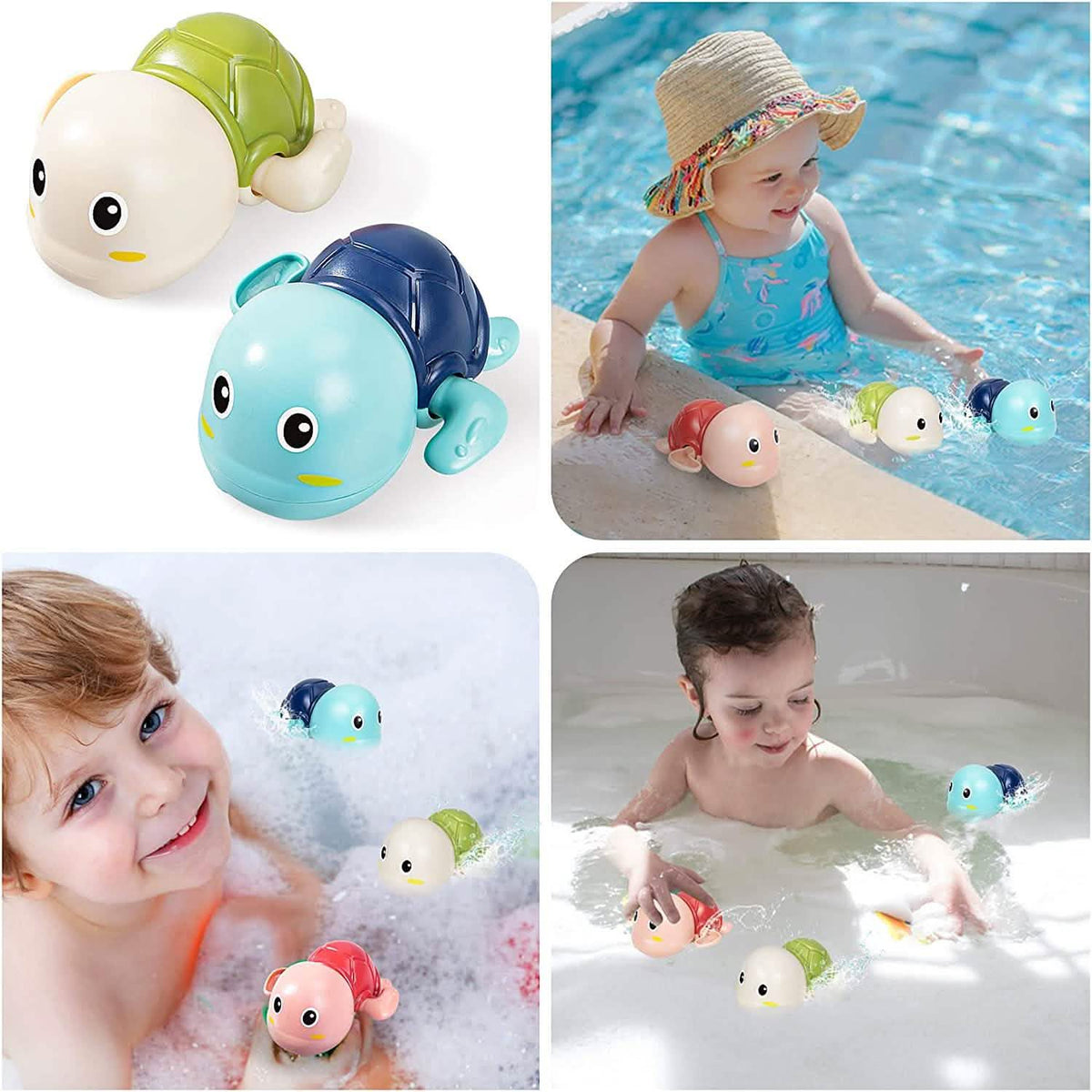 3-Pack: Cute Swimming Turtle Bath Toys - A-1 Thread Vault