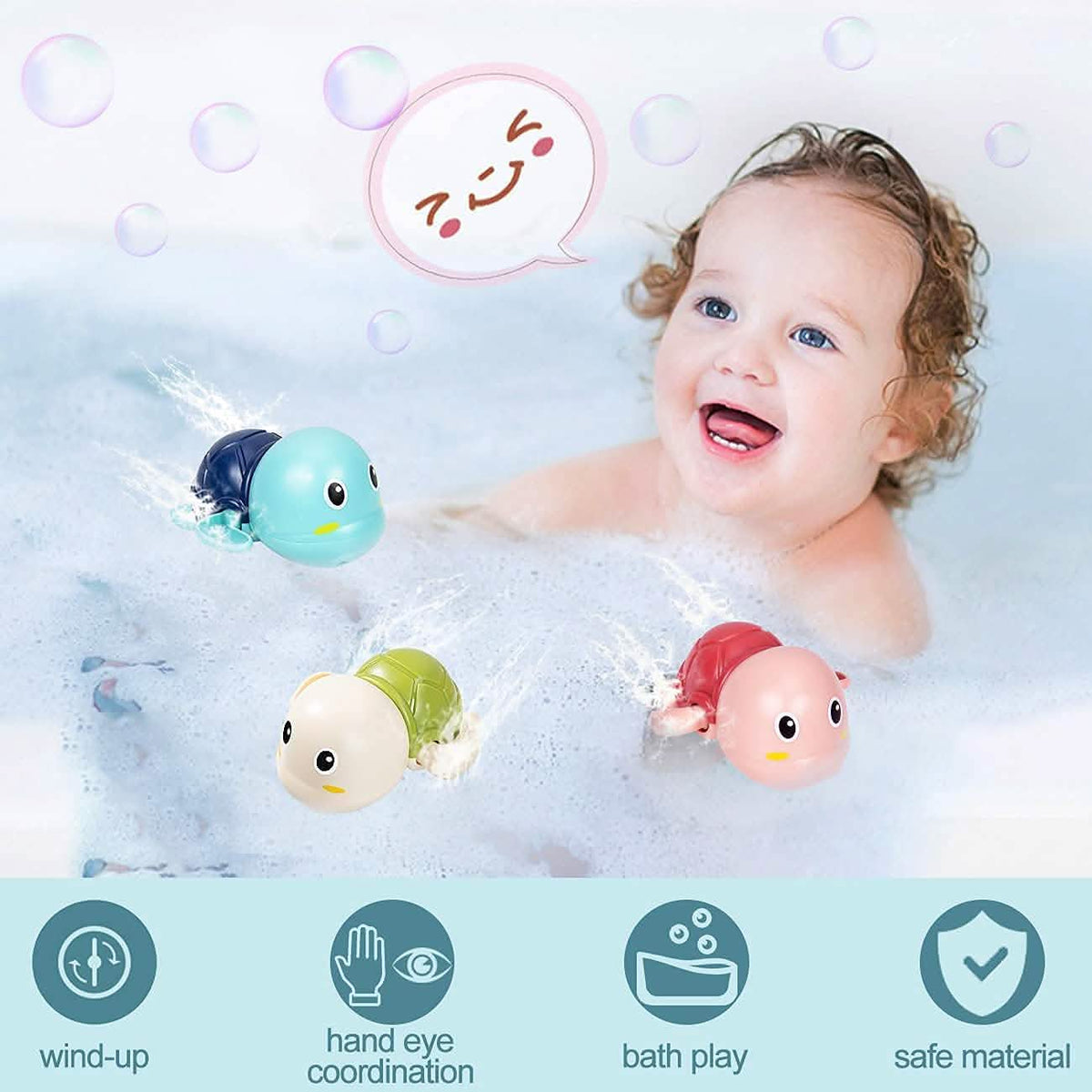 3-Pack: Cute Swimming Turtle Bath Toys - A-1 Thread Vault