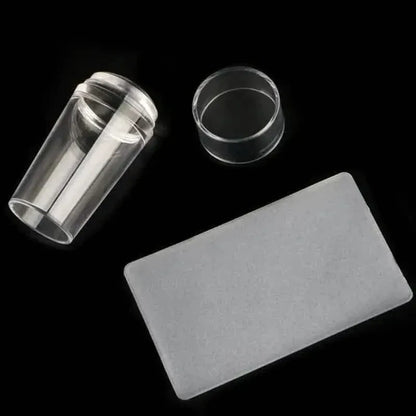 3-Pack: Fast and Easy French Tip Nail Art with Clear Silicone Stamper and Scraper - A-1 Thread Vault