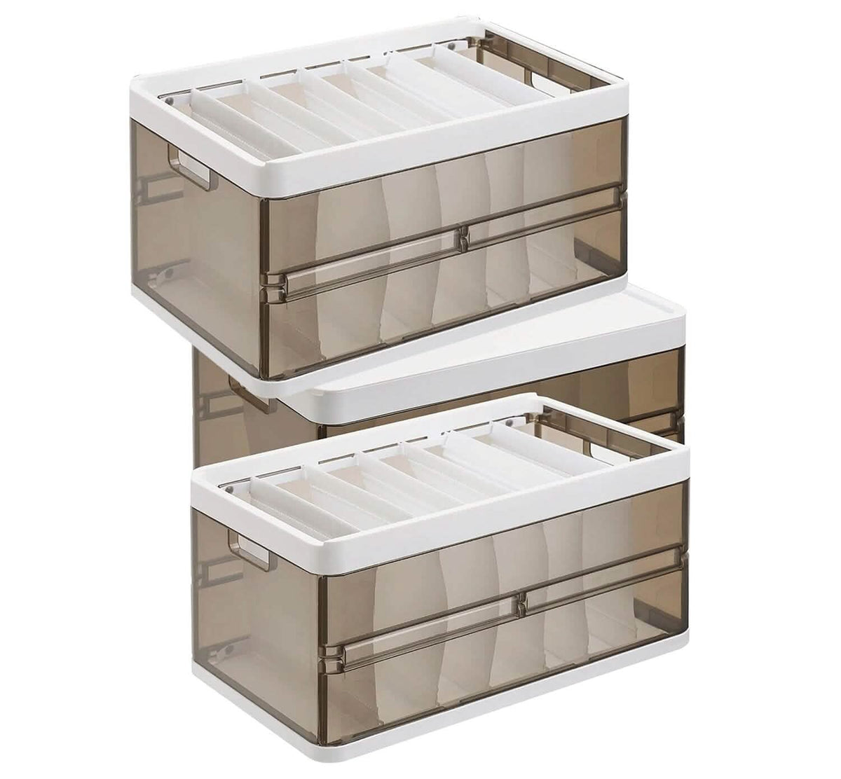 3-Pack: Foldable Storage Bin with Lid Stackable Plastic Closet Organizer - A-1 Thread Vault
