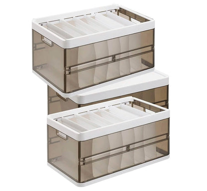3-Pack: Foldable Storage Bin with Lid Stackable Plastic Closet Organizer - A-1 Thread Vault