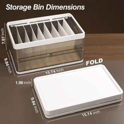 3-Pack: Foldable Storage Bin with Lid Stackable Plastic Closet Organizer - A-1 Thread Vault