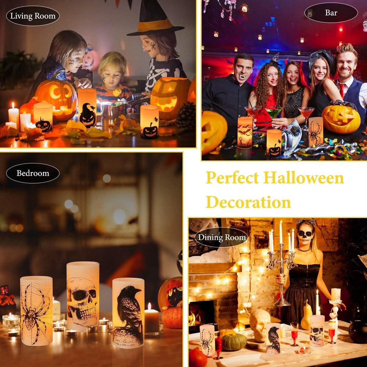 3-Pack: Halloween Battery Operated Flameless Candle Lamp with Timer Setting - A-1 Thread Vault