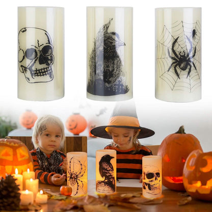 3-Pack: Halloween Battery Operated Flameless Candle Lamp with Timer Setting - A-1 Thread Vault