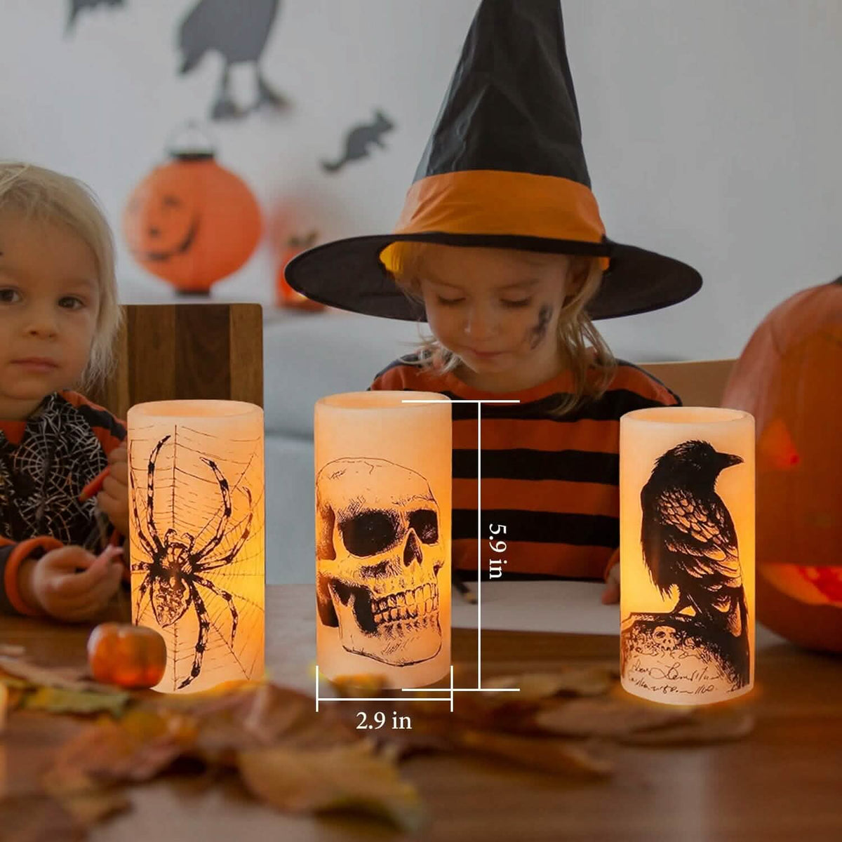 3-Pack: Halloween Battery Operated Flameless Candle Lamp with Timer Setting - A-1 Thread Vault