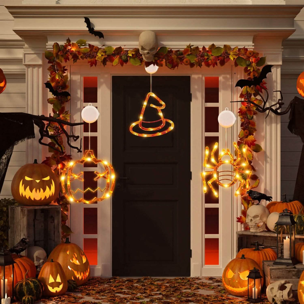 3-Pack: Halloween Window Light with Suction Cup Hanging Holes - A-1 Thread Vault
