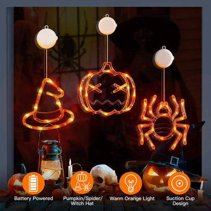 3-Pack: Halloween Window Light with Suction Cup Hanging Holes - A-1 Thread Vault