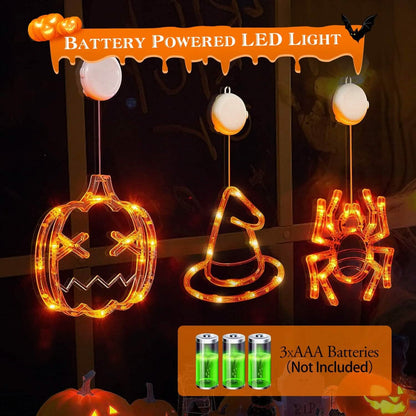 3-Pack: Halloween Window Light with Suction Cup Hanging Holes - A-1 Thread Vault