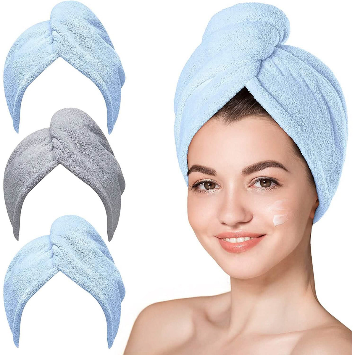 3-Pack: Hicober Microfiber Hair Towel - A-1 Thread Vault