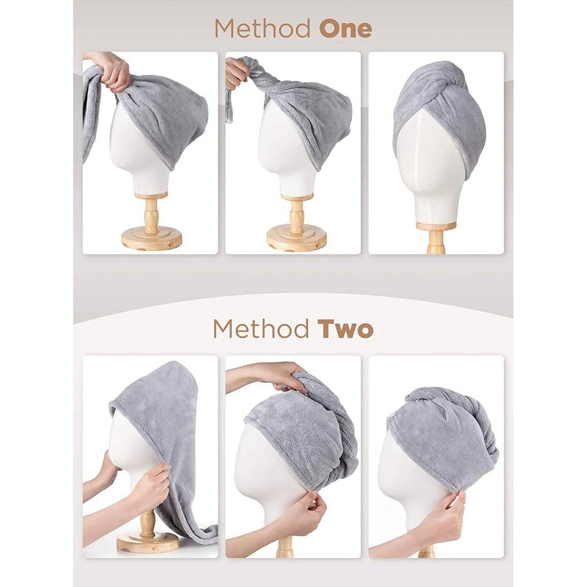 3-Pack: Hicober Microfiber Hair Towel - A-1 Thread Vault