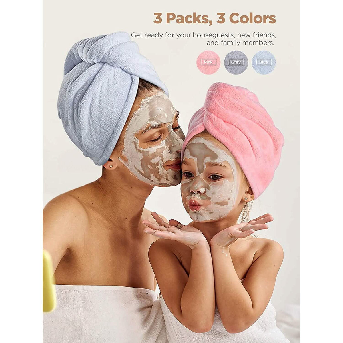 3-Pack: Hicober Microfiber Hair Towel - A-1 Thread Vault