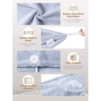 3-Pack: Hicober Microfiber Hair Towel - A-1 Thread Vault