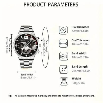 3-Pack: Luxury Men's Quartz Watch Set with Precision Time Scale - A-1 Thread Vault