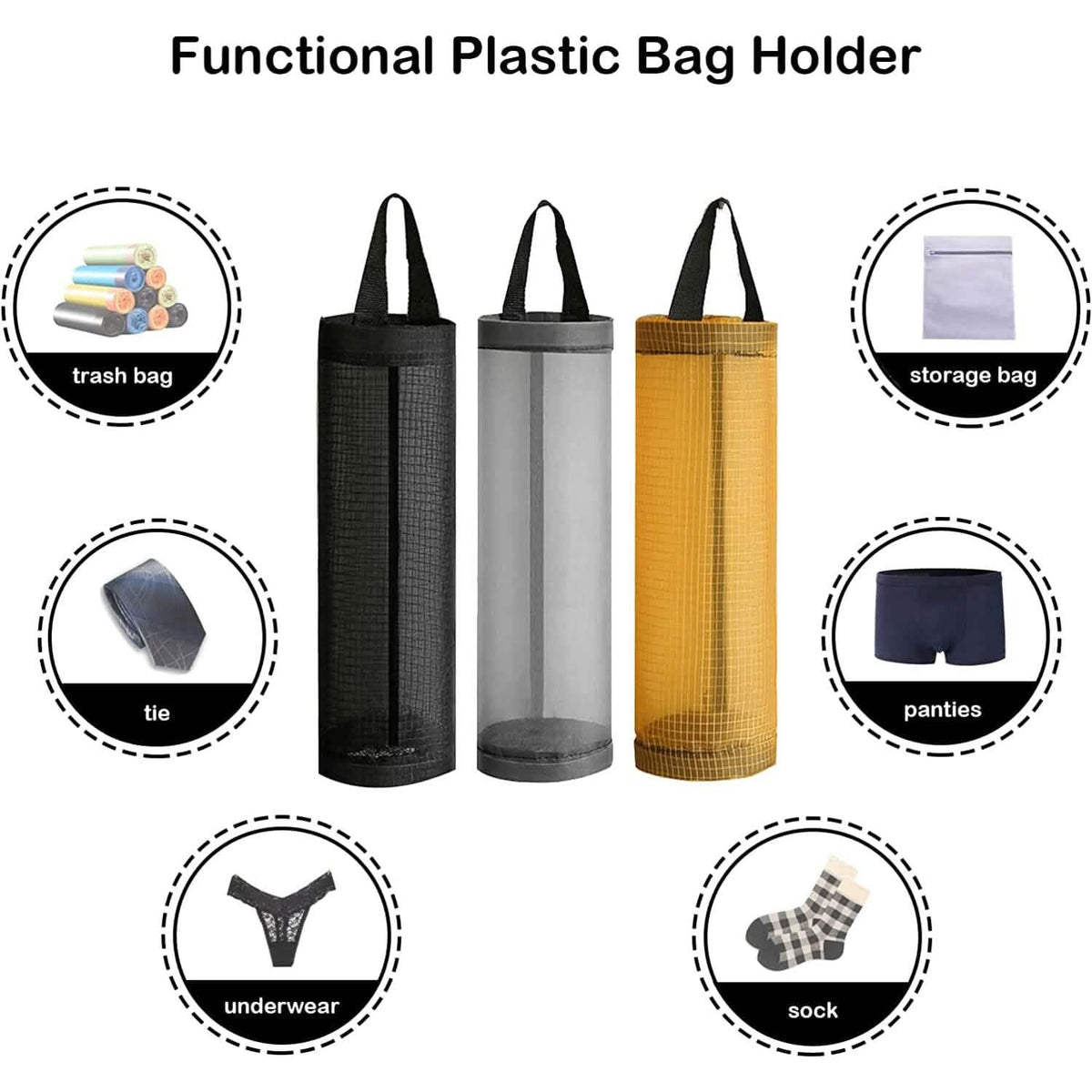 3-Pack: Plastic Mesh Grocery Bag Holder - A-1 Thread Vault