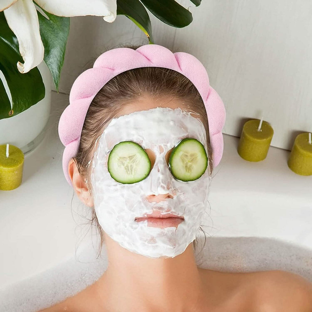 3-Pack: Puffy Terry Towel Cloth Fabric Sponge Face Wash Head Band - A-1 Thread Vault