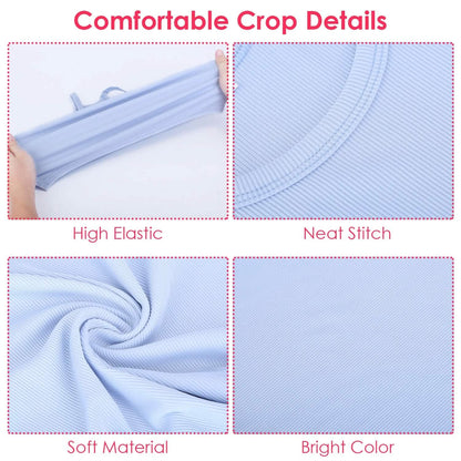 3-Pack: Women Crop Basic Tank Top Ribbed Knit Sleeveless - A-1 Thread Vault