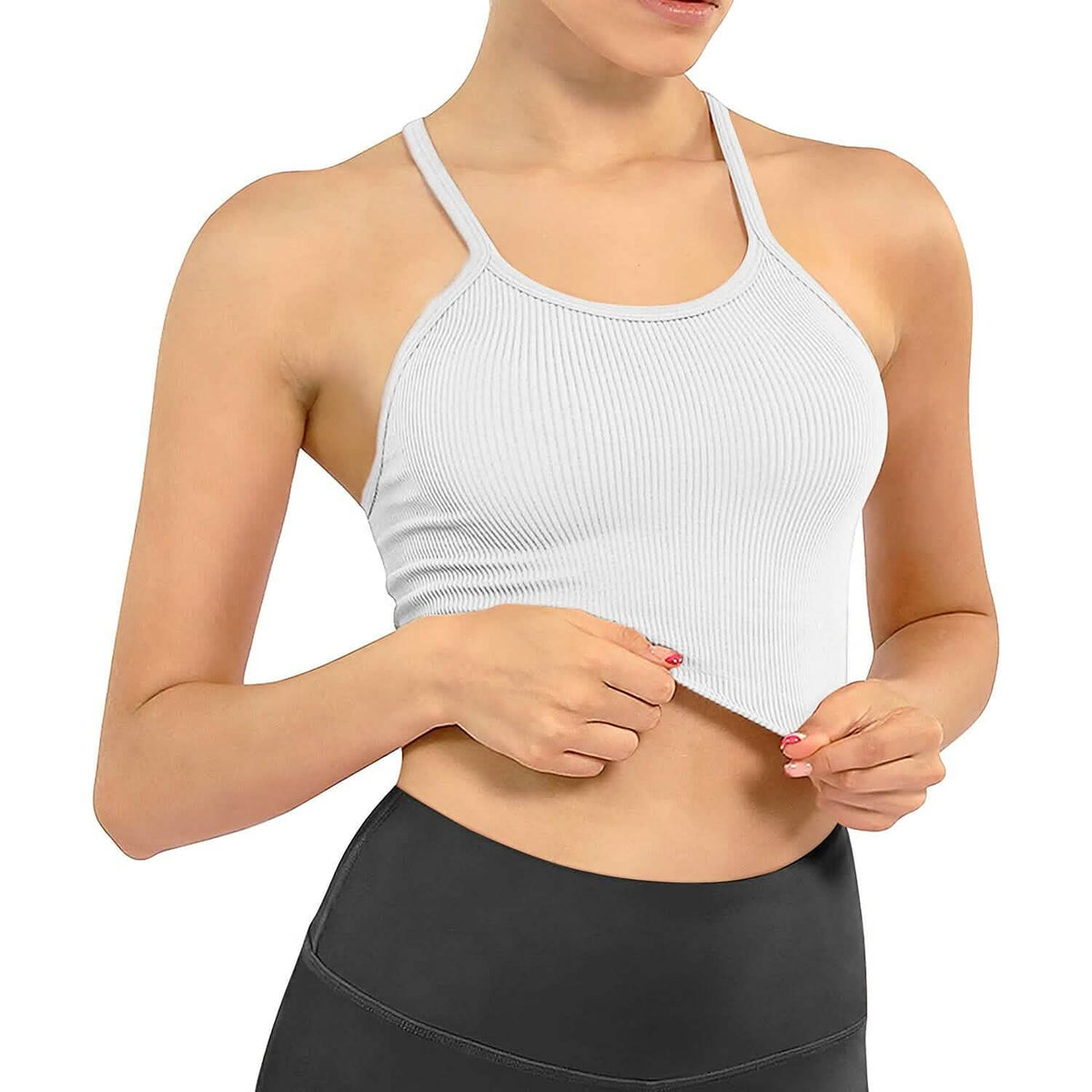 3-Pack: Women Crop Basic Tank Top Ribbed Knit Sleeveless - A-1 Thread Vault