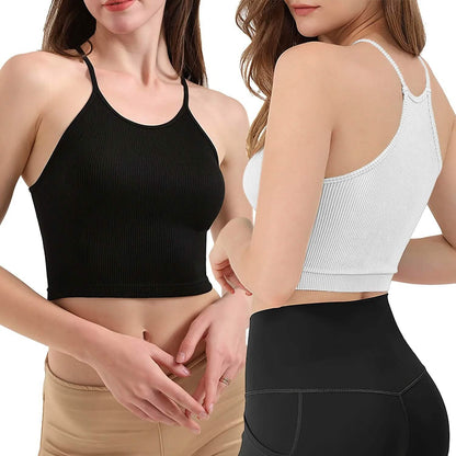 3-Pack: Women Crop Basic Tank Top Ribbed Knit Sleeveless - A-1 Thread Vault