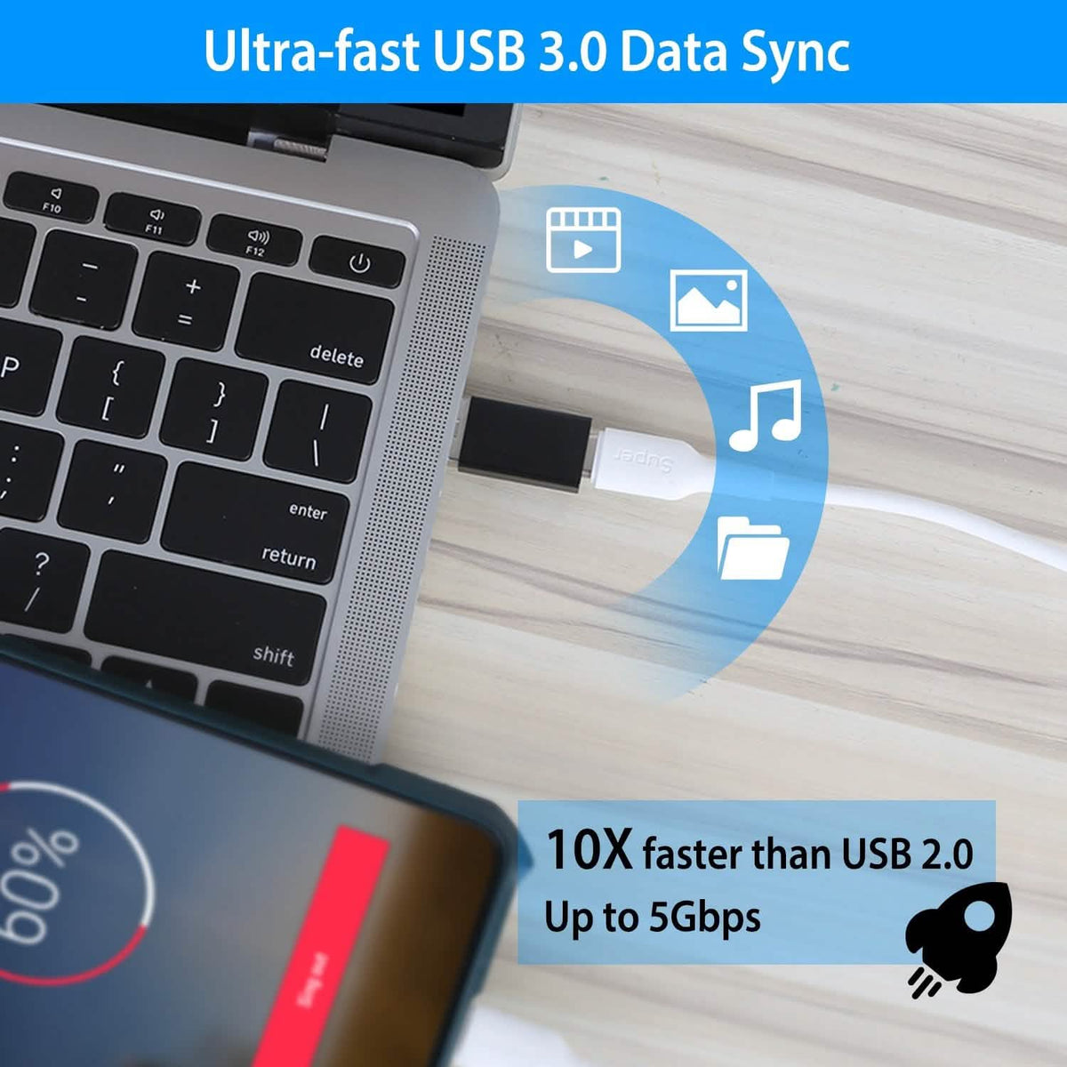 3-Packs: USB Type-C Male to USB A 3.0 OTG Male Port Converter - A-1 Thread Vault