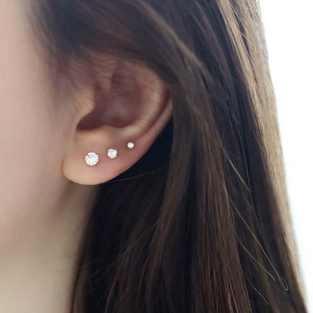 3-Pair Set: Sterling Silver Crystal Stud Earrings - A-1 Thread Vault