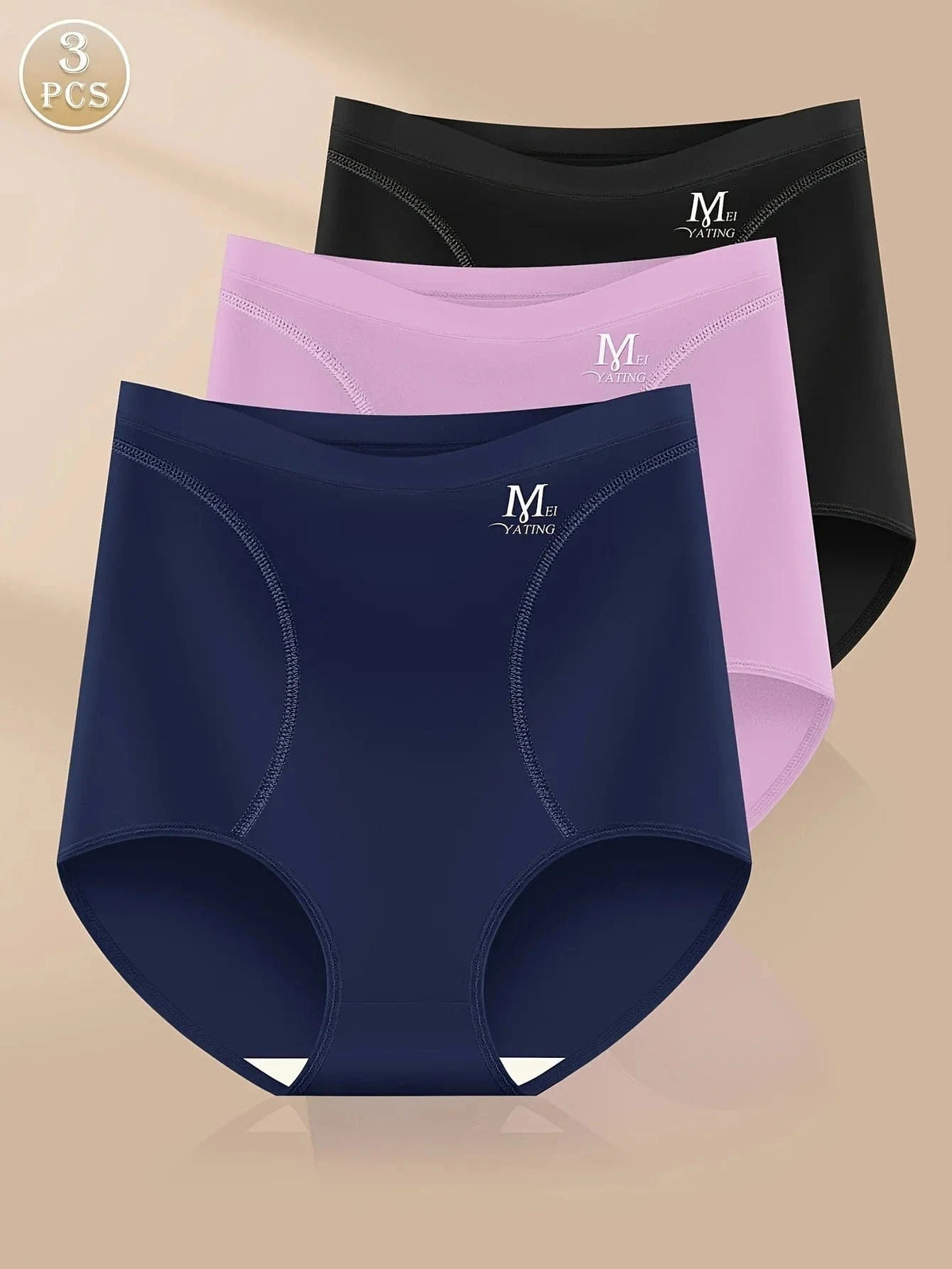 3 Pairs High Waisted Tummy Tuck Ice Silk Women's Panties Triangle Pants Comfortable and Breathable Shape and Hip Lifting - A-1 Thread Vault