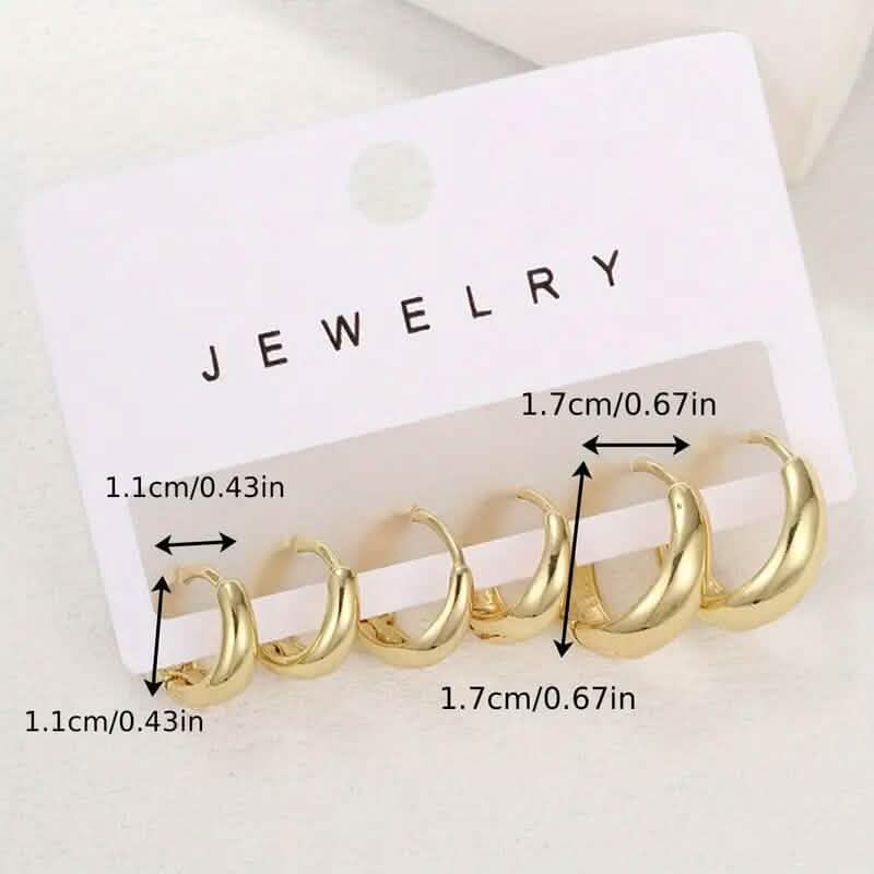 3-Pairs: Stylish and Simple Copper Earrings - A-1 Thread Vault
