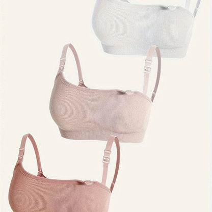 3 PCS Set Breathable Front Open Nursing Bra Maternity Underwear Pregnancy Bra Full Cup Wireless Comfortable Breastfeeding Bra - A-1 Thread Vault
