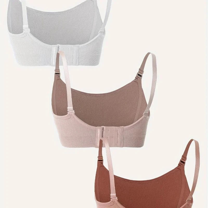 3 PCS Set Breathable Front Open Nursing Bra Maternity Underwear Pregnancy Bra Full Cup Wireless Comfortable Breastfeeding Bra - A-1 Thread Vault